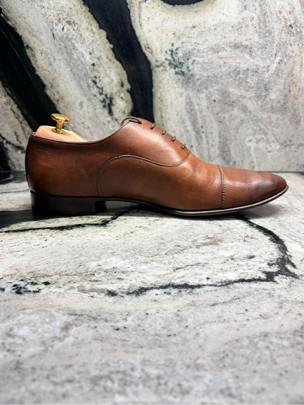 Santoni Darien Oxford Shoes Men’s US 10.5 UK 9.5 Brown Leather Made Italy